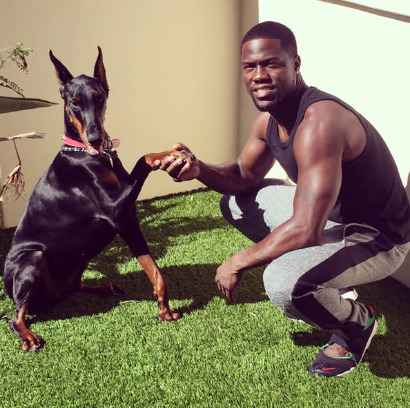 An image of Kevin Hart with his dog