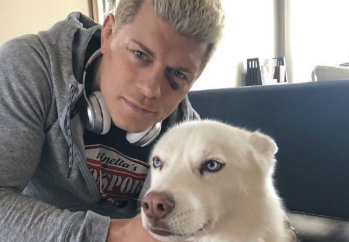  in image of Cody Chodes with his dog