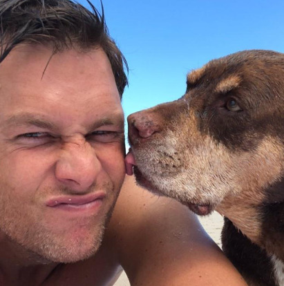 An image of Tom Brady and his Dog