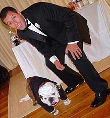 An image of Adam Sandler and his Dog, Meatball