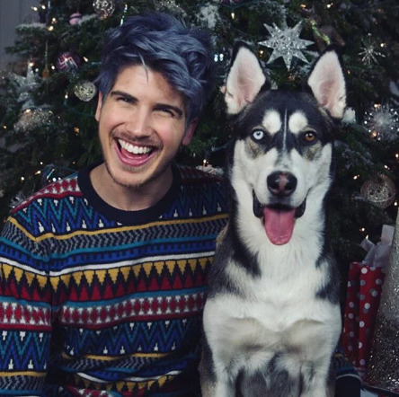 An image of Joey Graceffa and his Dogs
