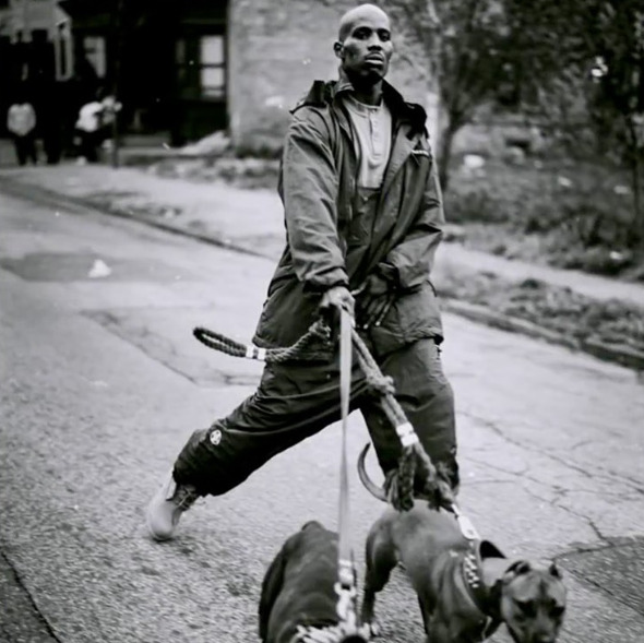 An image of DMX with his Pitbull