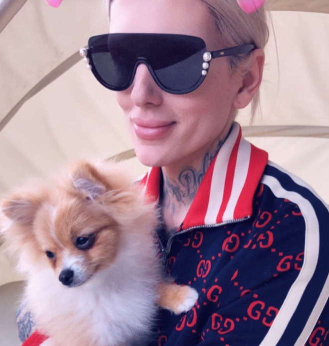 An image of Jeffree Star and her dog 