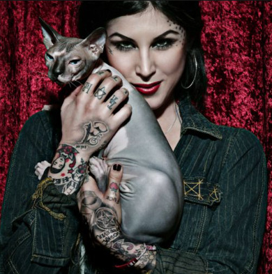 An image of Kat Von D with her cat