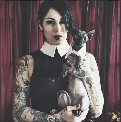 An image of Kat Von D with her cat